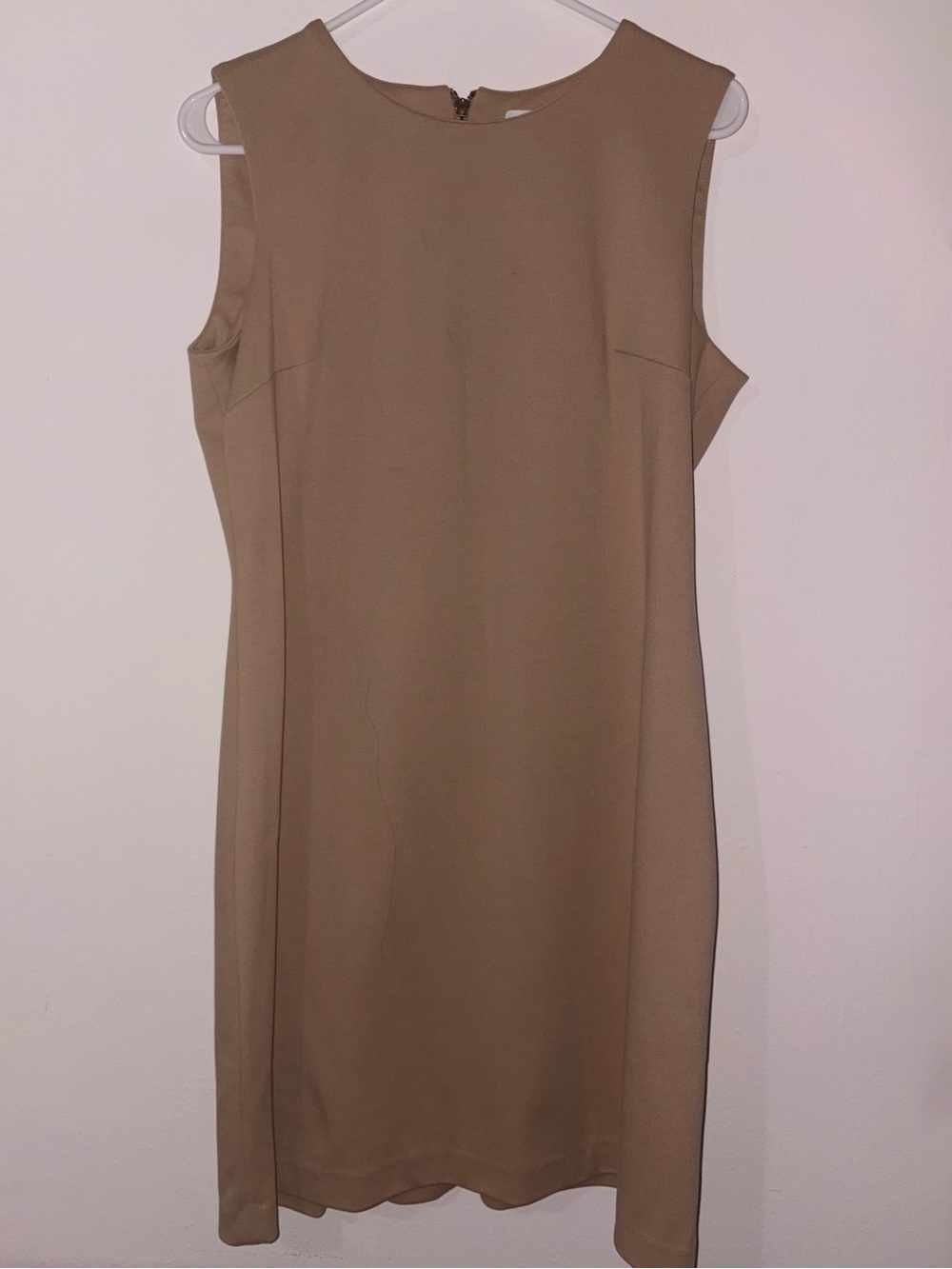 Calvin Klein Tan Sleeveless Midi Sheath Dress